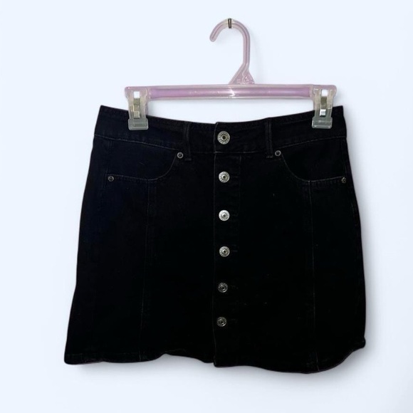 American eagle front button down black jean mini skirt size 2 - Picture 1 of 2